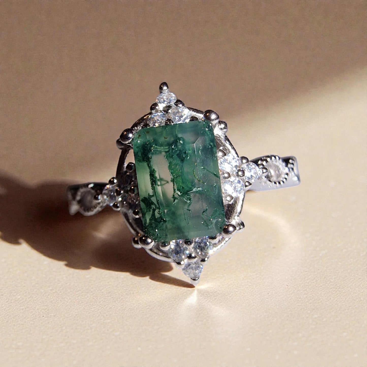 Moosachat Silber-Ring ❤︎ Gr. 7