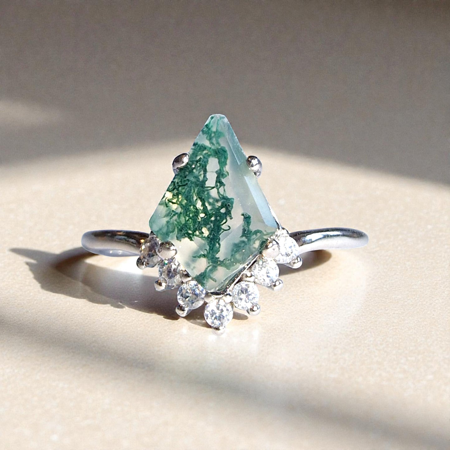 Moosachat Silber-Ring ❤︎ Gr. 7