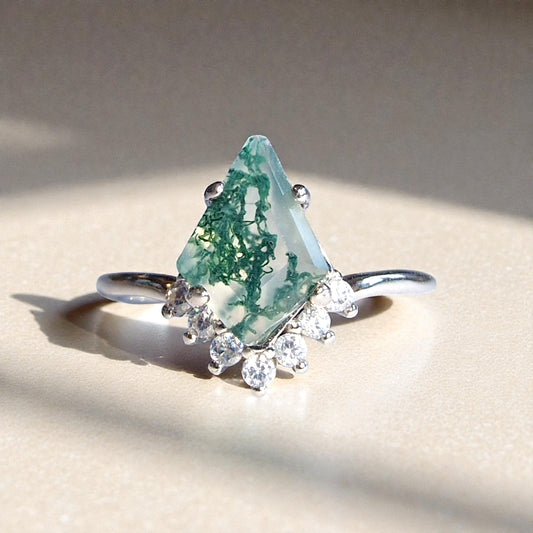 Moosachat Silber-Ring ❤︎ Gr. 7