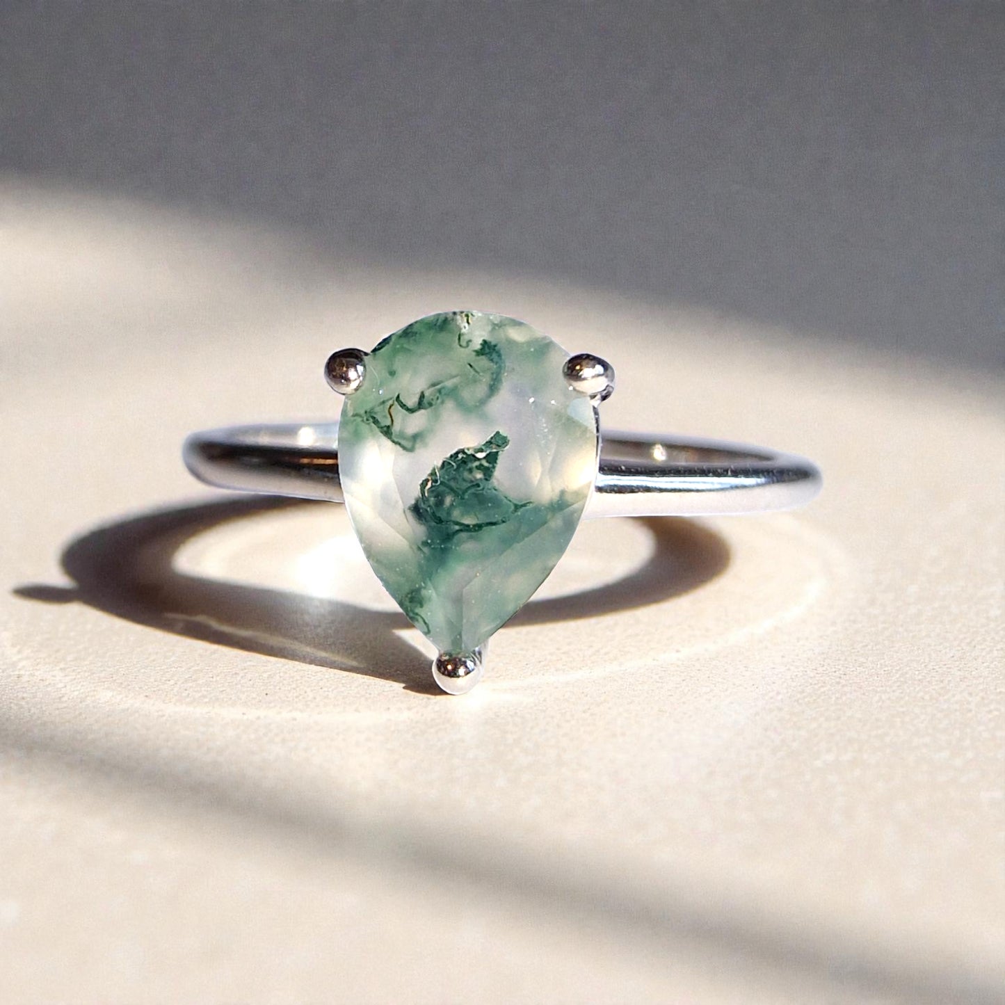 Moosachat Silber-Ring ❤︎ Gr. 7