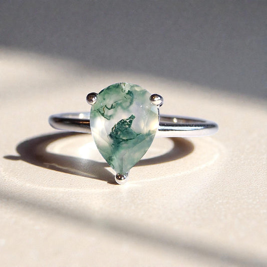 Moosachat Silber-Ring ❤︎ Gr. 7