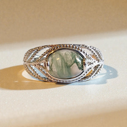 Moosachat Silber-Ring ❤︎ Gr. 7