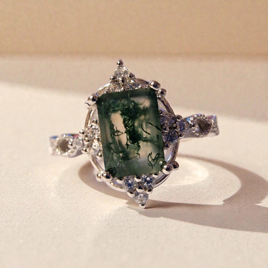 Moosachat Silber-Ring ❤︎ Gr. 7