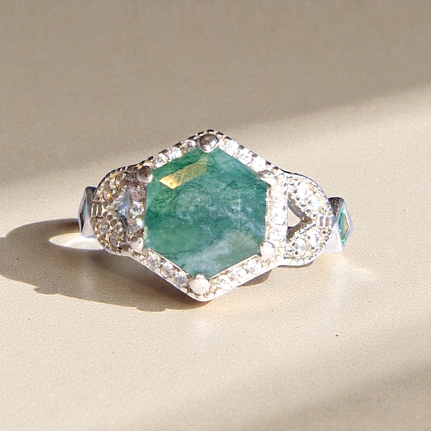 Moosachat Silber-Ring ❤︎ Gr. 7