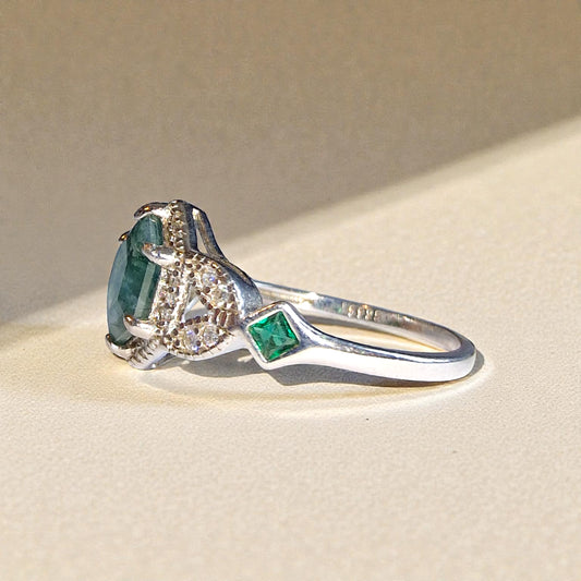 Moosachat Silber-Ring ❤︎ Gr. 7