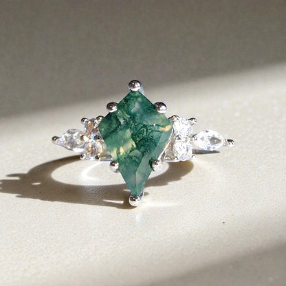 Moosachat Silber-Ring ❤︎ Gr. 7