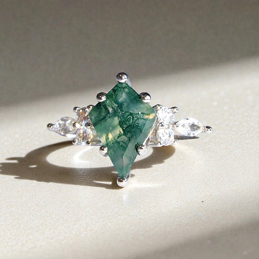 Moosachat Silber-Ring ❤︎ Gr. 7