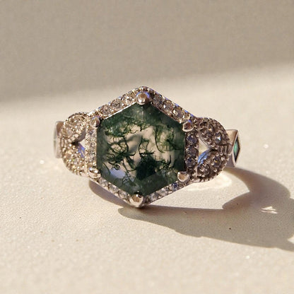 Moosachat Silber-Ring ❤︎ Gr. 7