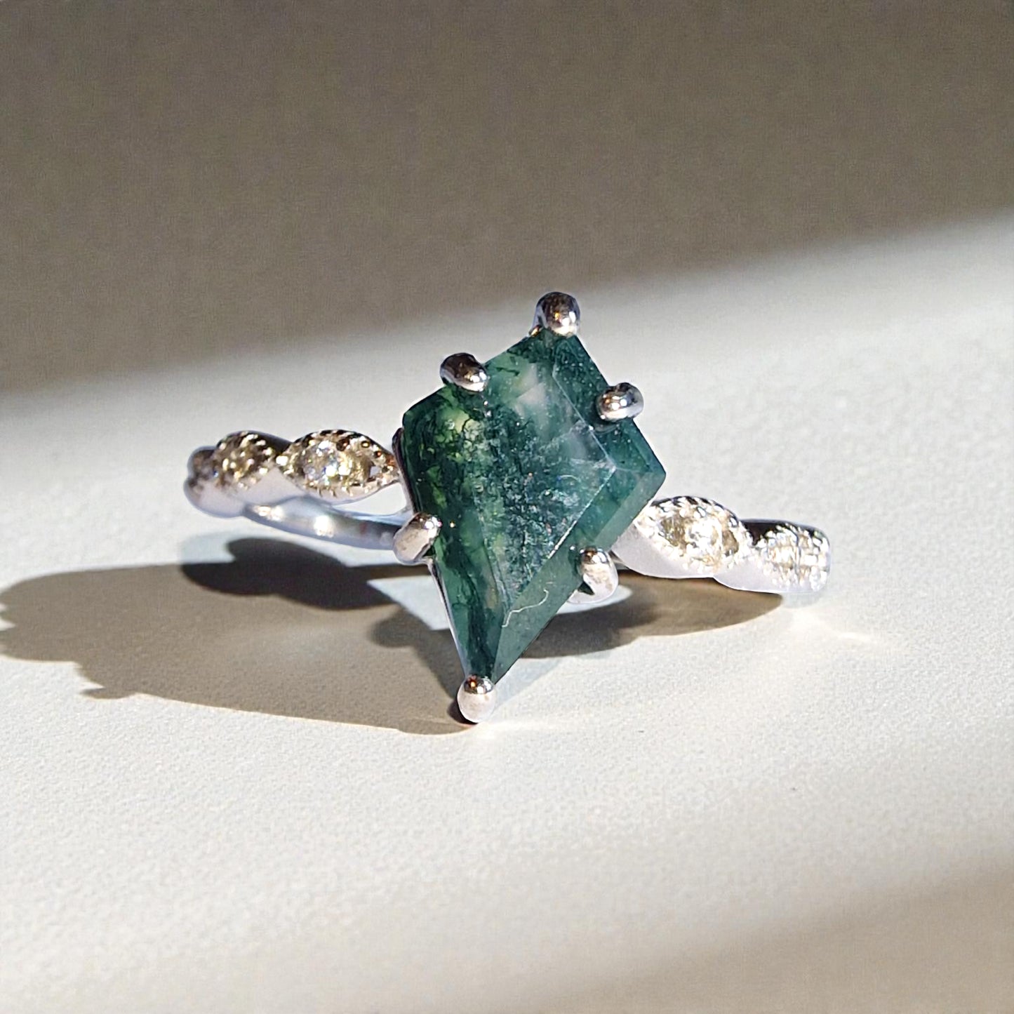 Moosachat Silber-Ring ❤︎ Gr. 7