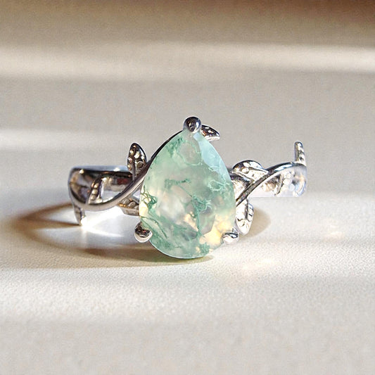 Moosachat Silber-Ring ❤︎ Gr. 7