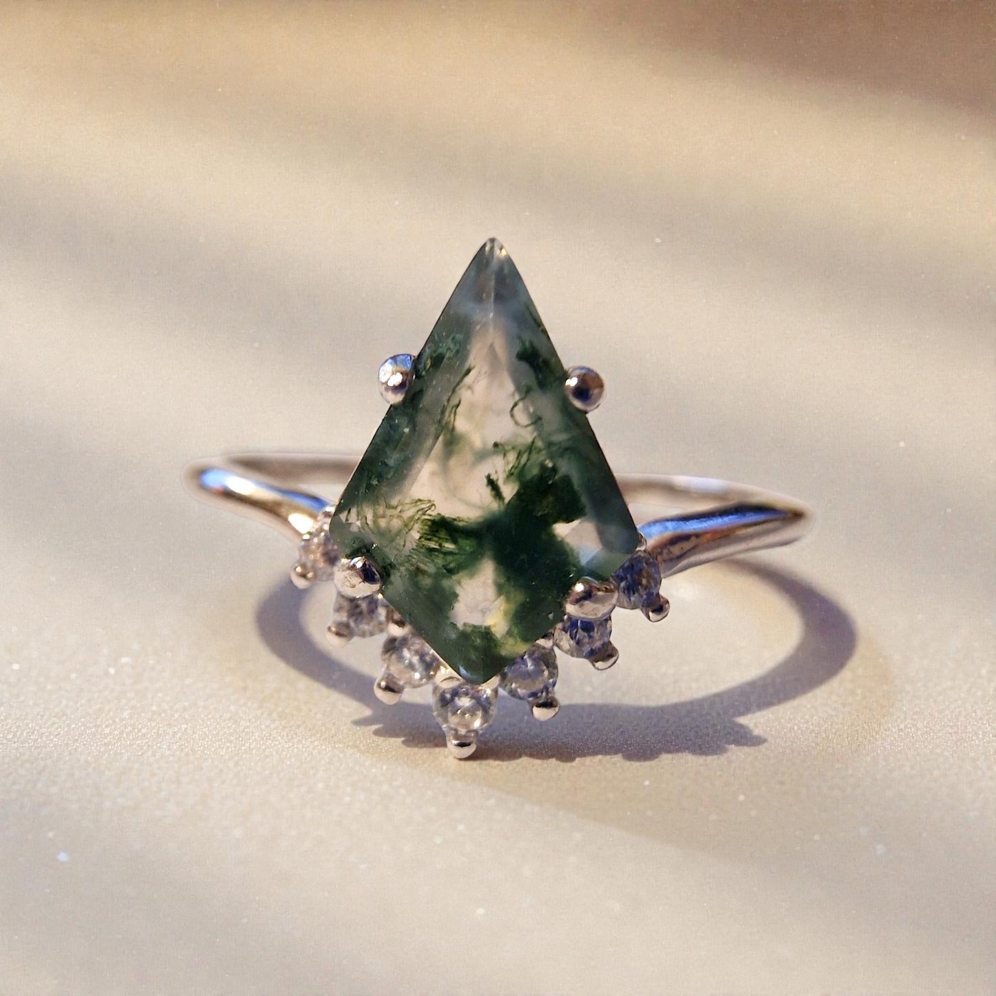 Moosachat Silber-Ring ❤︎ Gr. 8.5