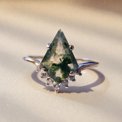 Moosachat Silber-Ring ❤︎ Gr. 8.5