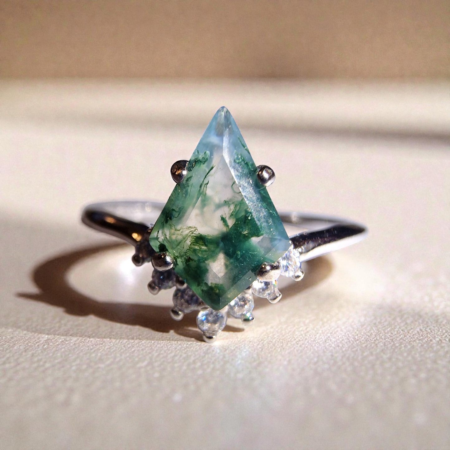 Moosachat Silber-Ring ❤︎ Gr. 8.5