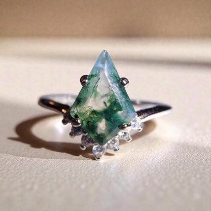 Moosachat Silber-Ring ❤︎ Gr. 8.5