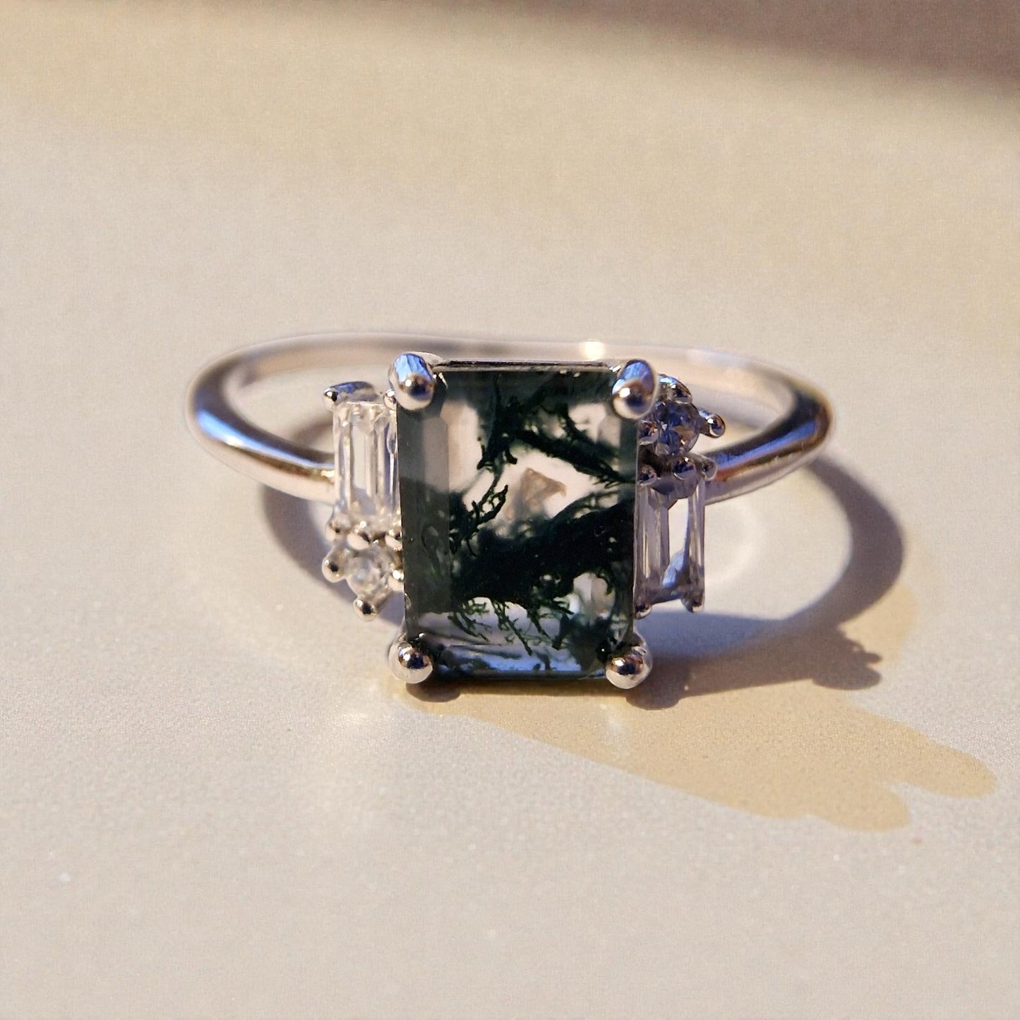 Moosachat Silber-Ring ❤︎ Gr. 8.5