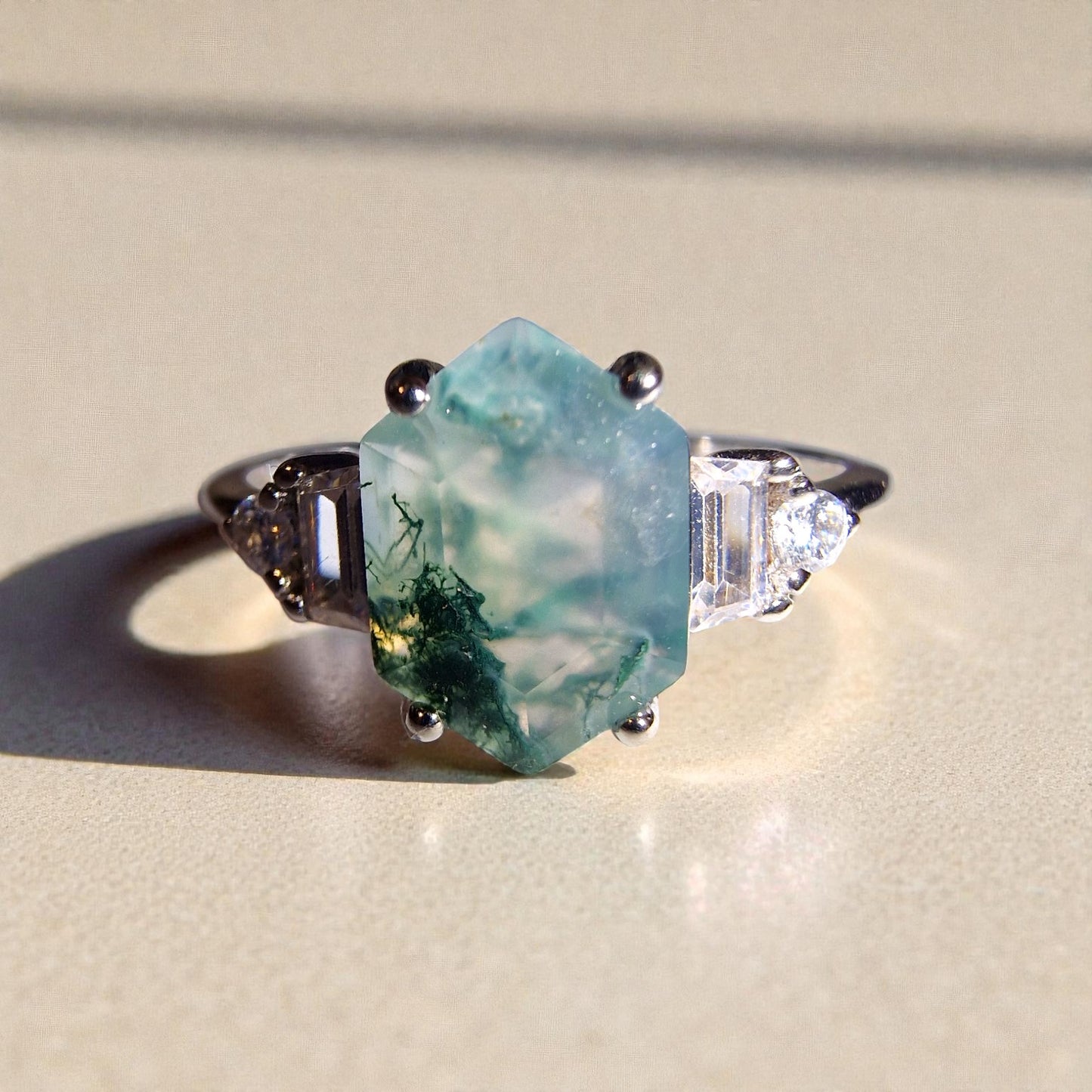 Moosachat Silber-Ring ❤︎ Gr. 9