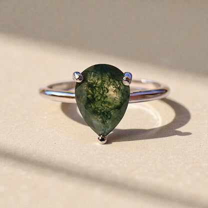 Moosachat Silber-Ring ❤︎ Gr. 8