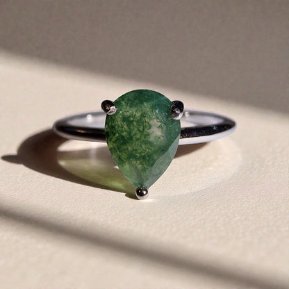 Moosachat Silber-Ring ❤︎ Gr. 8