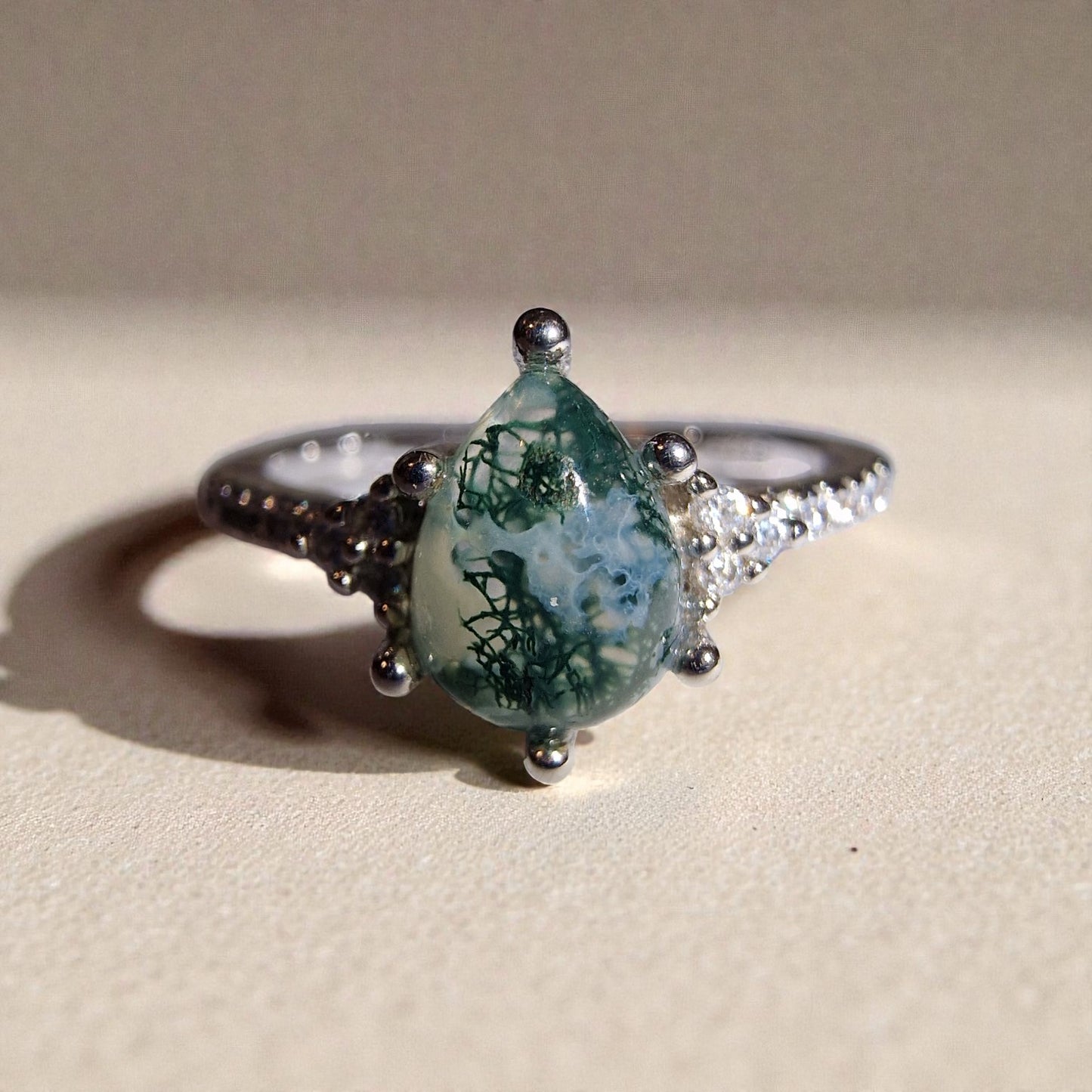 Moosachat Silber-Ring ❤︎ Gr. 8