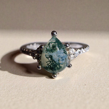 Moosachat Silber-Ring ❤︎ Gr. 8