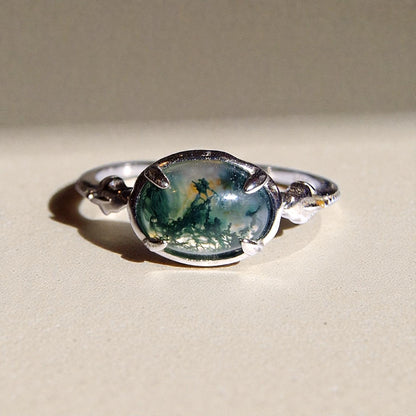 Moosachat Silber-Ring ❤︎ Gr. 8