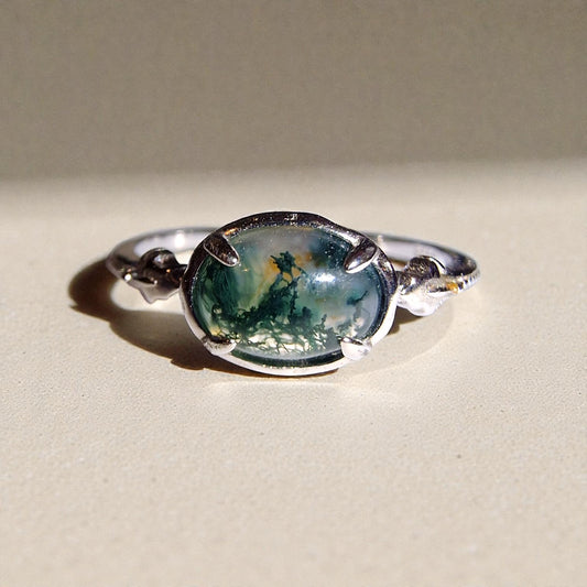 Moosachat Silber-Ring ❤︎ Gr. 8