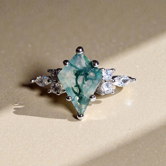 Moosachat Silber-Ring ❤︎ Gr. 8