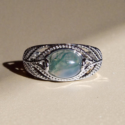 Moosachat Silber-Ring ❤︎ Gr. 8