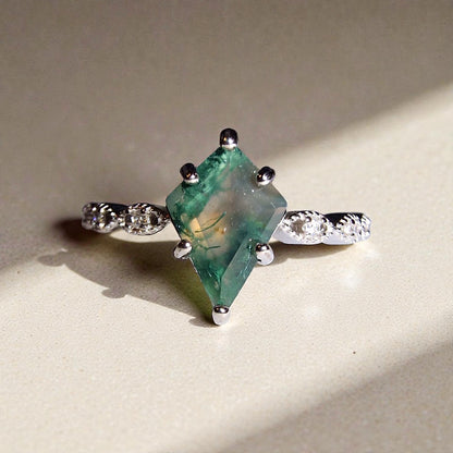 Moosachat Silber-Ring ❤︎ Gr. 8