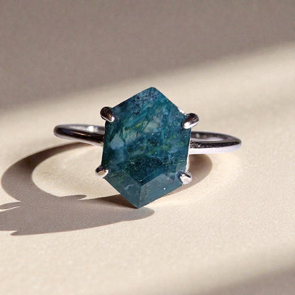 Moosachat Silber-Ring ❤︎ Gr. 8