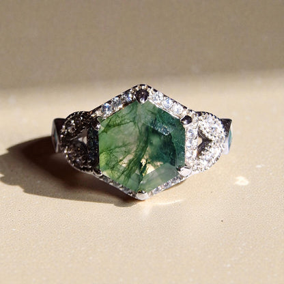 Moosachat Silber-Ring ❤︎ Gr. 8