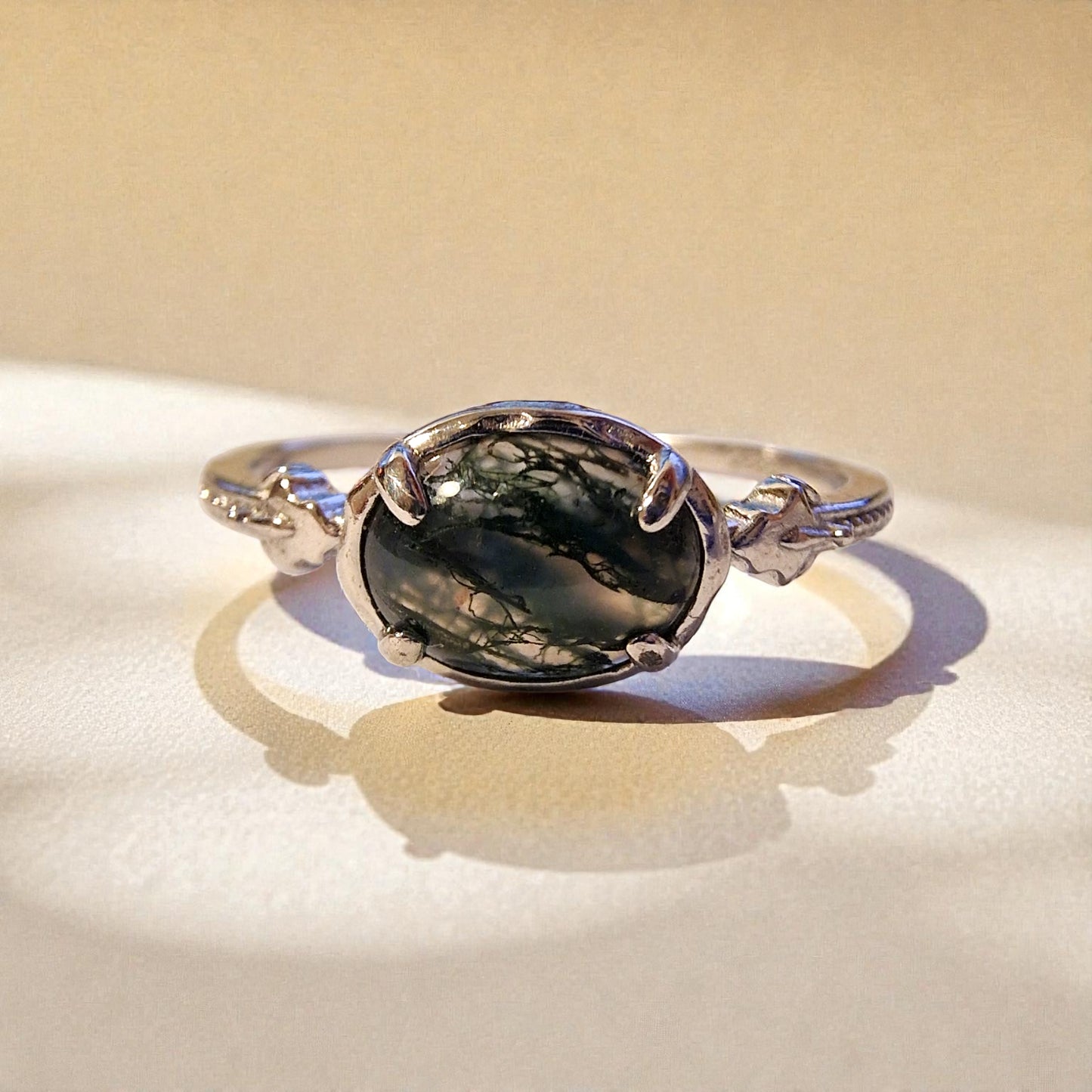 Moosachat Silber-Ring ❤︎ Gr. 9