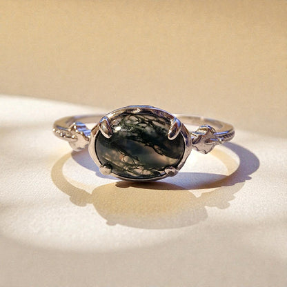 Moosachat Silber-Ring ❤︎ Gr. 9