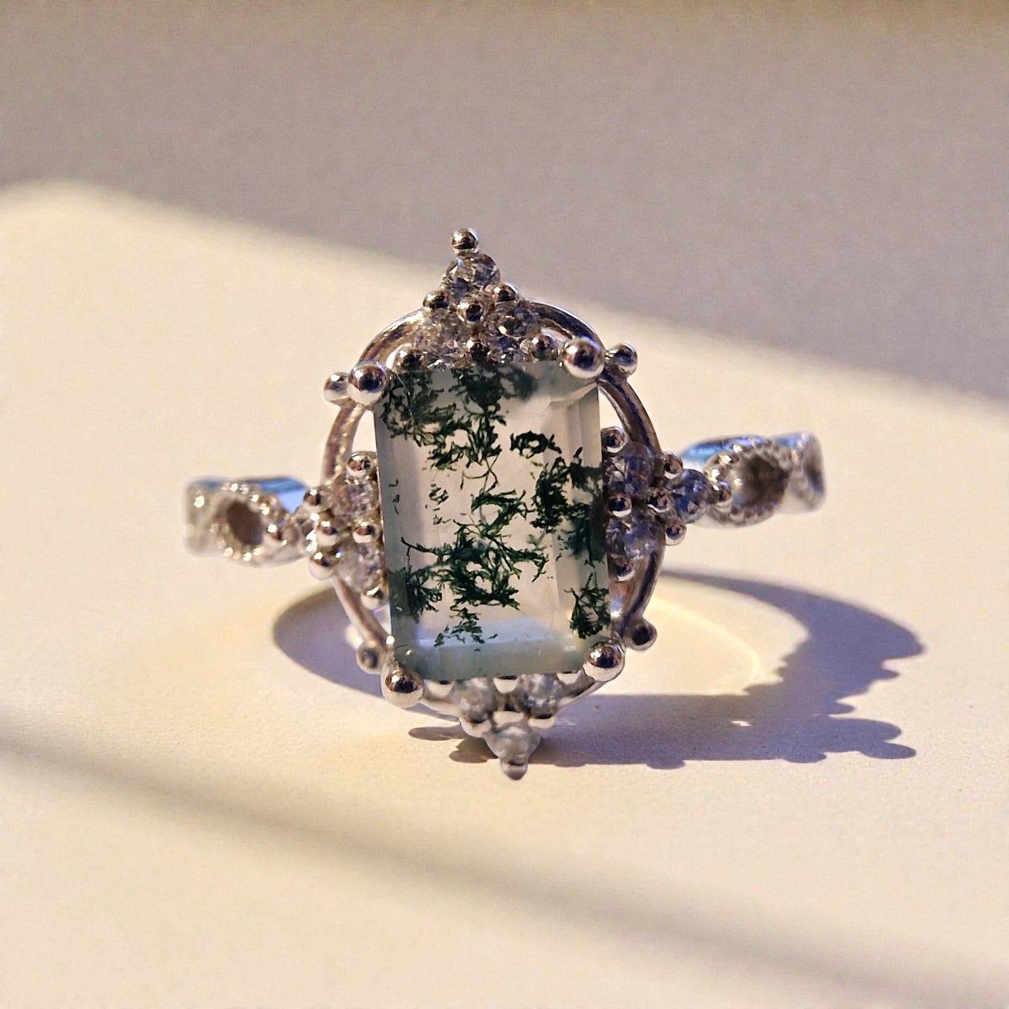 Moosachat Silber-Ring ❤︎ Gr. 9