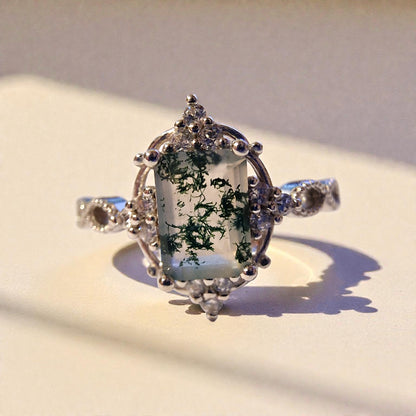 Moosachat Silber-Ring ❤︎ Gr. 9