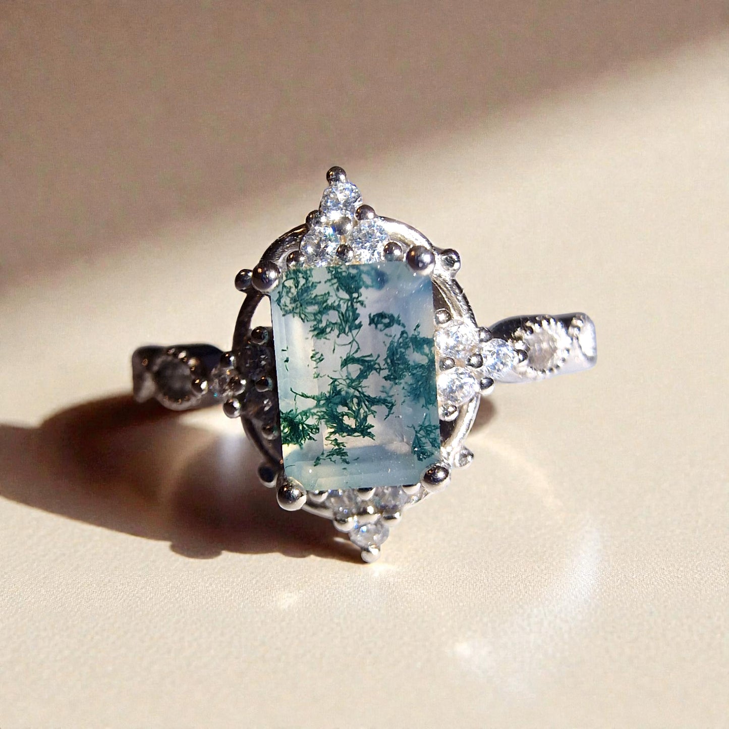 Moosachat Silber-Ring ❤︎ Gr. 9