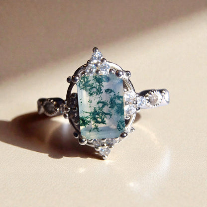 Moosachat Silber-Ring ❤︎ Gr. 9