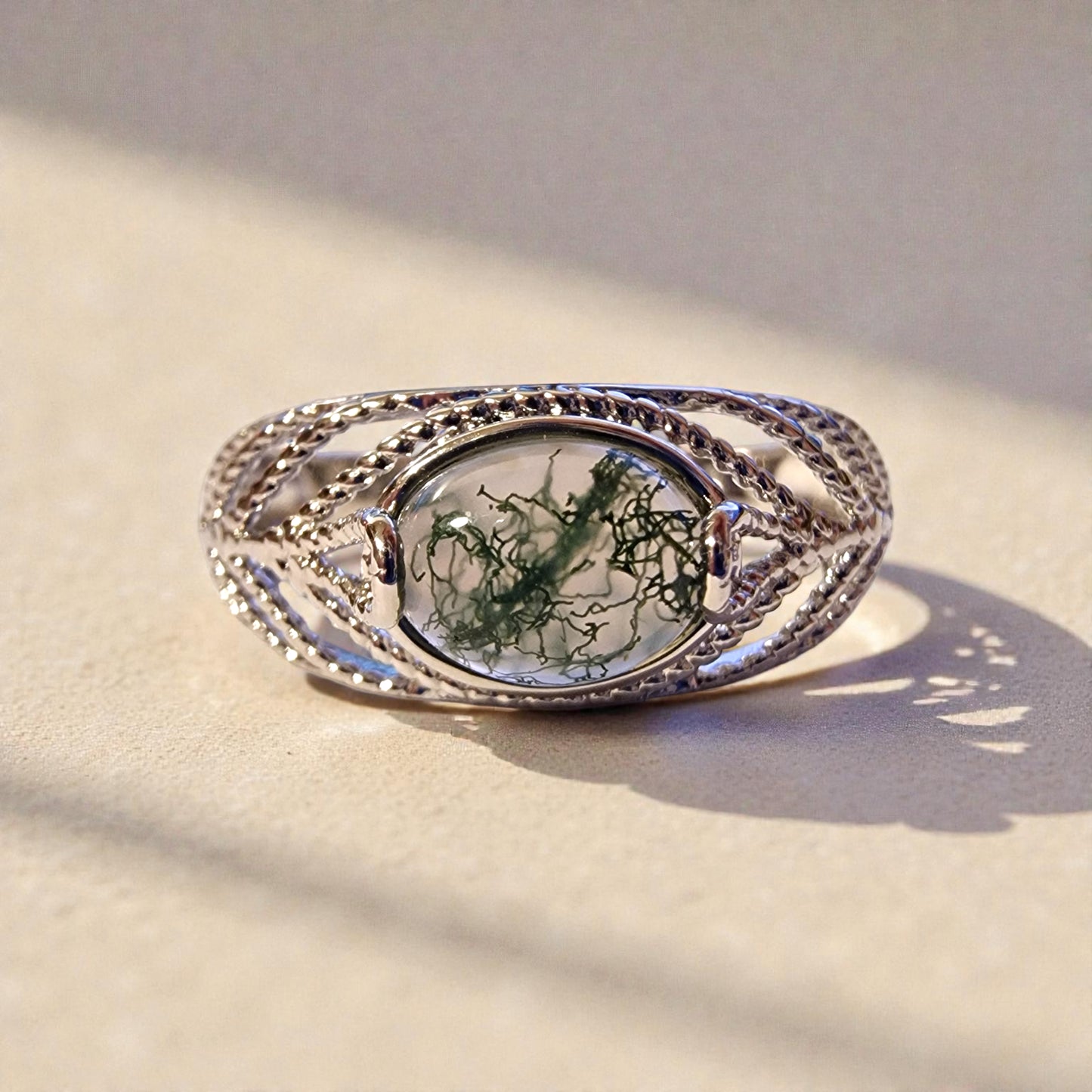 Moosachat Silber-Ring ❤︎ Gr. 9