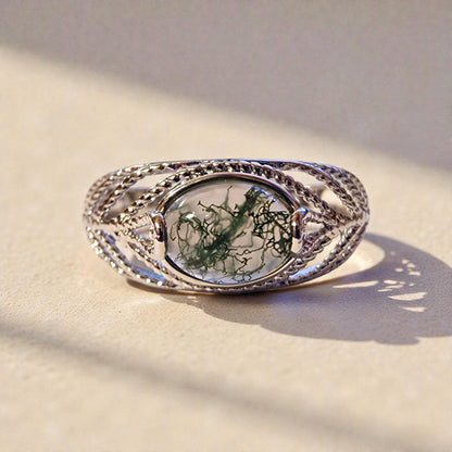 Moosachat Silber-Ring ❤︎ Gr. 9