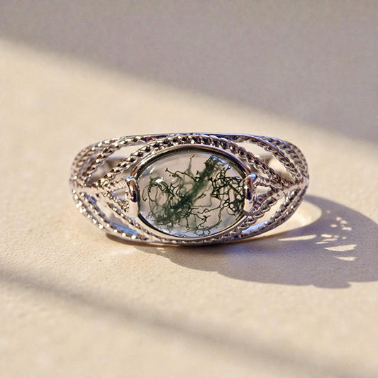 Moosachat Silber-Ring ❤︎ Gr. 9