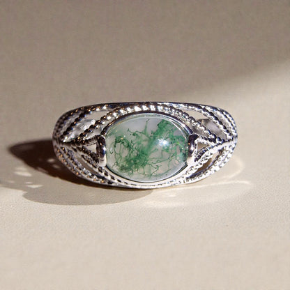 Moosachat Silber-Ring ❤︎ Gr. 9