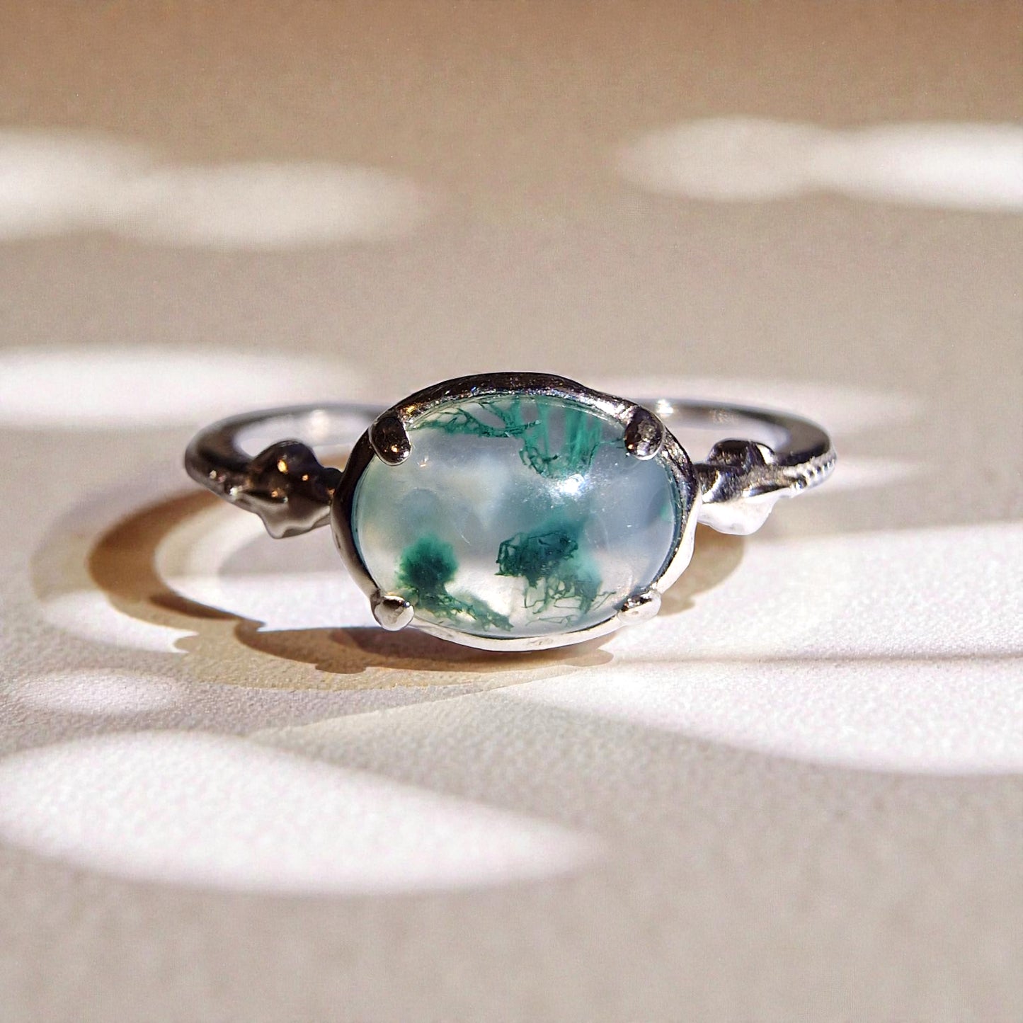 Moosachat Silber-Ring ❤︎ Gr. 9