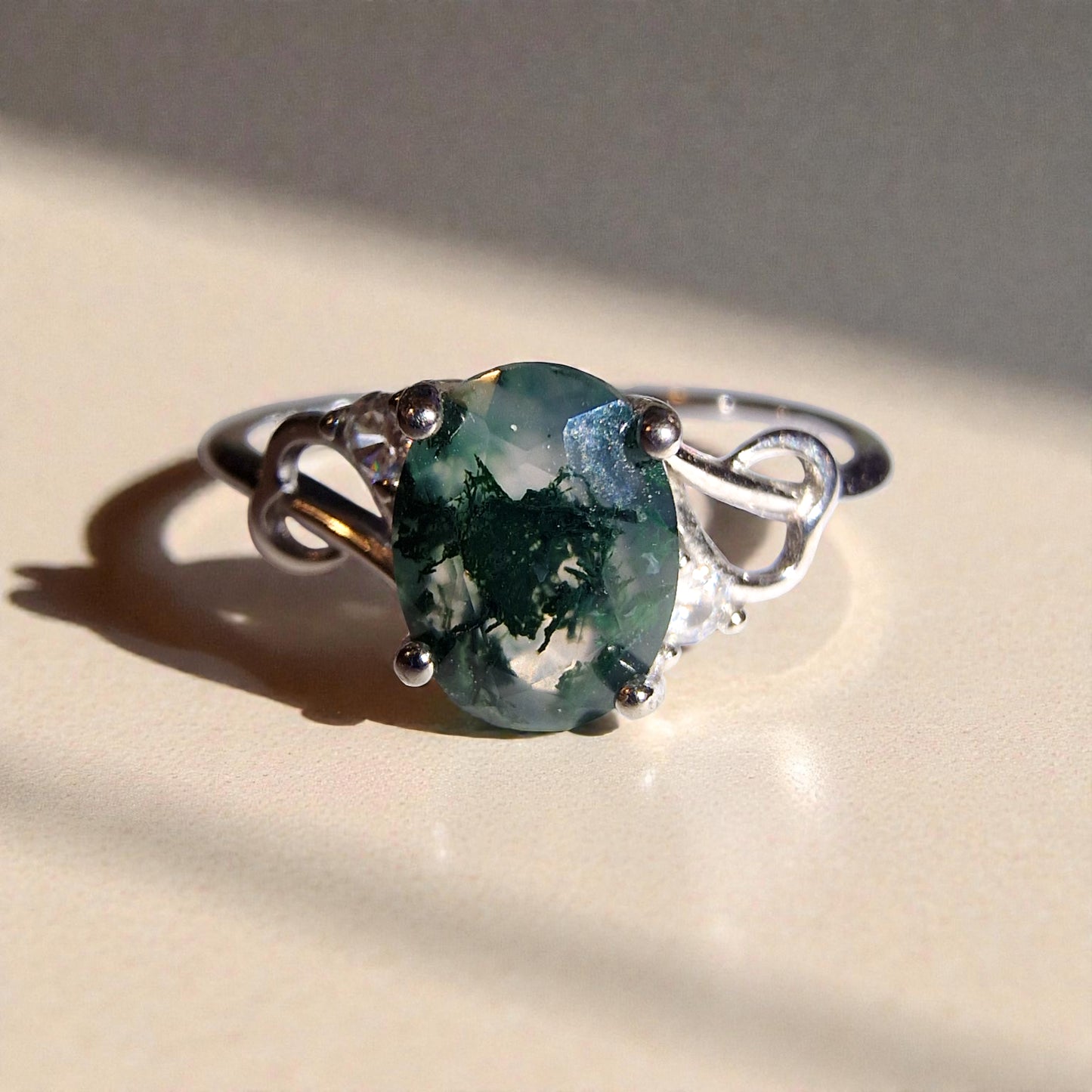 Moosachat Silber-Ring ❤︎ Gr. 9