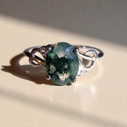 Moosachat Silber-Ring ❤︎ Gr. 9