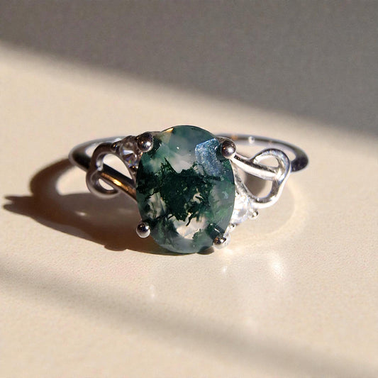 Moosachat Silber-Ring ❤︎ Gr. 9