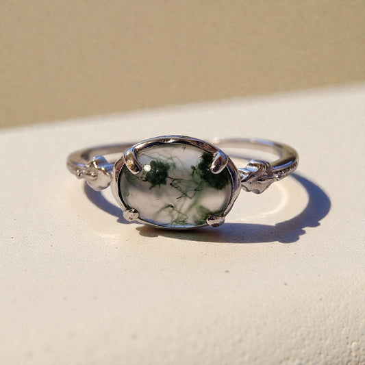 Moosachat Silber-Ring ❤︎ Gr. 10