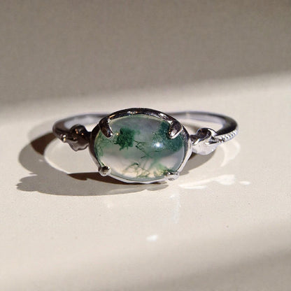 Moosachat Silber-Ring ❤︎ Gr. 10