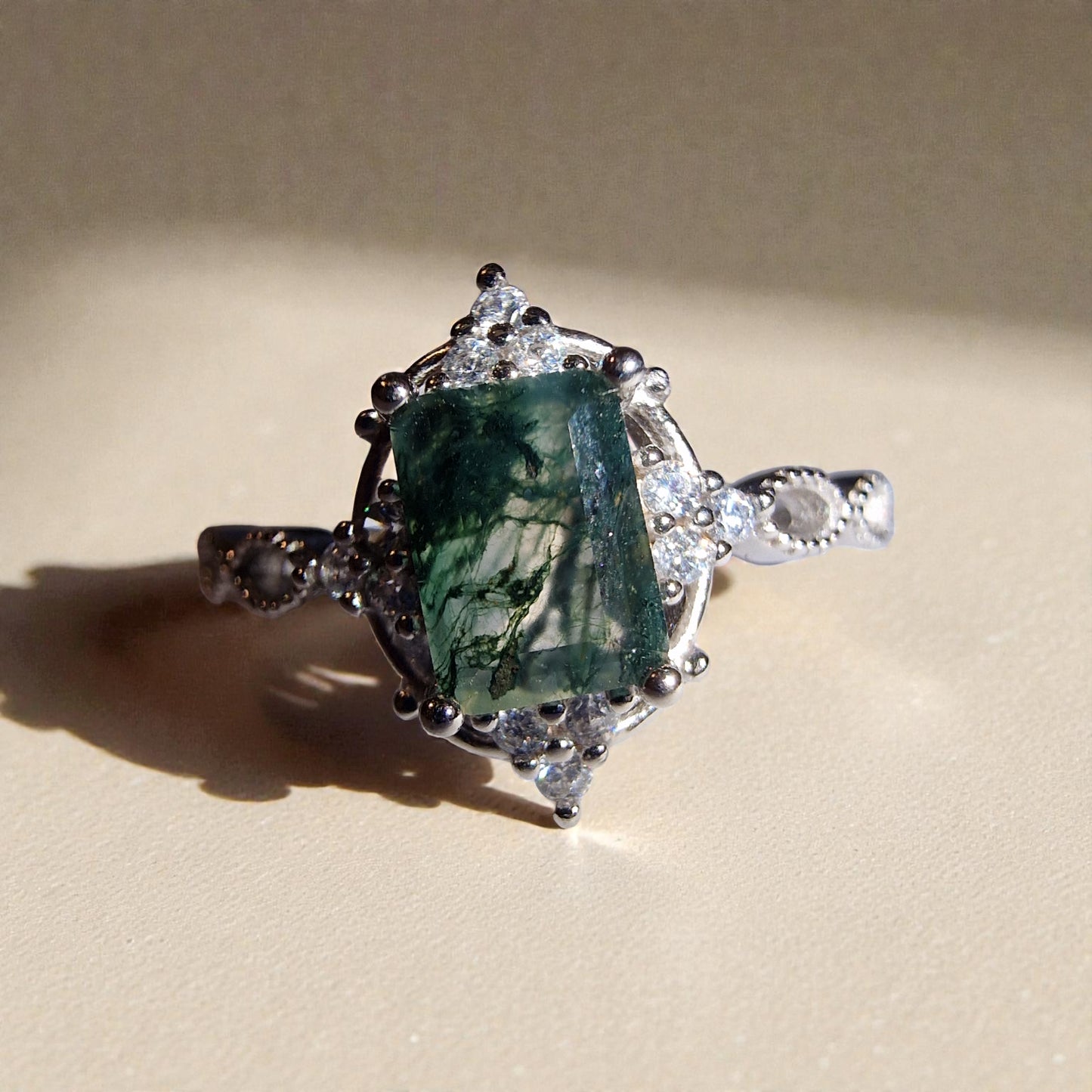 Moosachat Silber-Ring ❤︎ Gr. 10