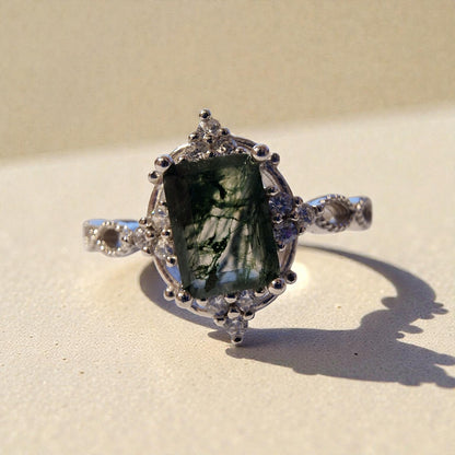 Moosachat Silber-Ring ❤︎ Gr. 10