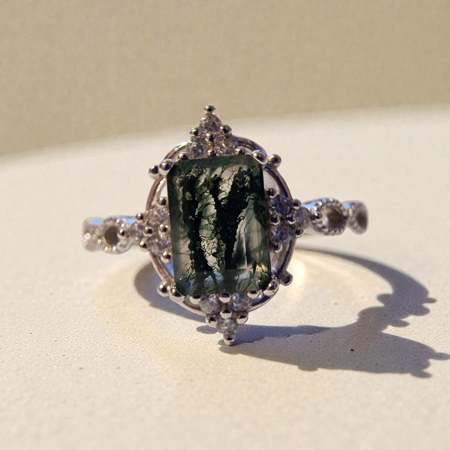 Moosachat Silber-Ring ❤︎ Gr. 10